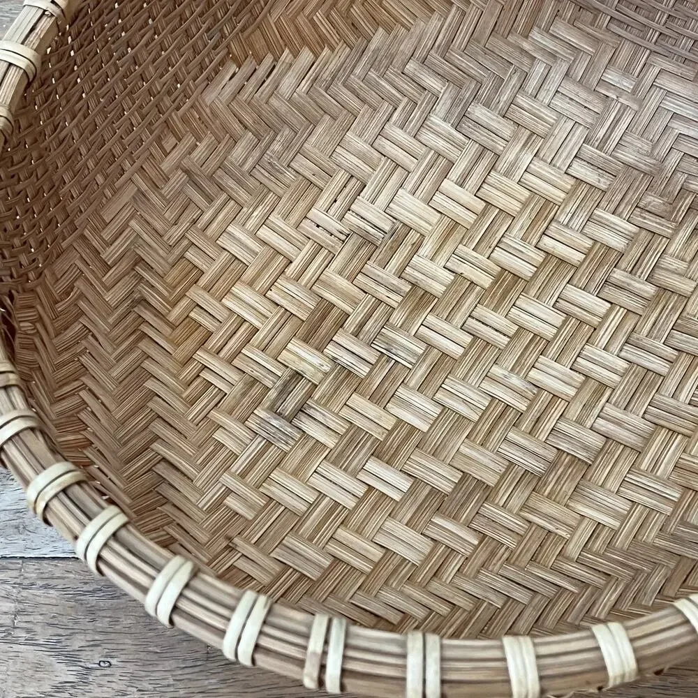Vintage Hand Woven Round Bottom Wicker Winnowing Basket 11